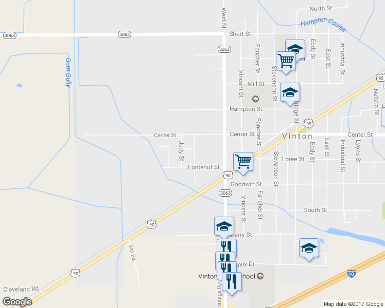 map of restaurants, bars, coffee shops, grocery stores, and more near 2101 Ann Street in Vinton