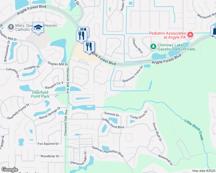 map of restaurants, bars, coffee shops, grocery stores, and more near 8533 Alderwood Court in Jacksonville