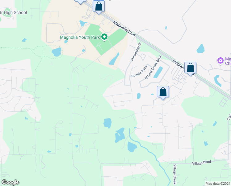 map of restaurants, bars, coffee shops, grocery stores, and more near 30515 North Sulphur Creek Drive in Magnolia