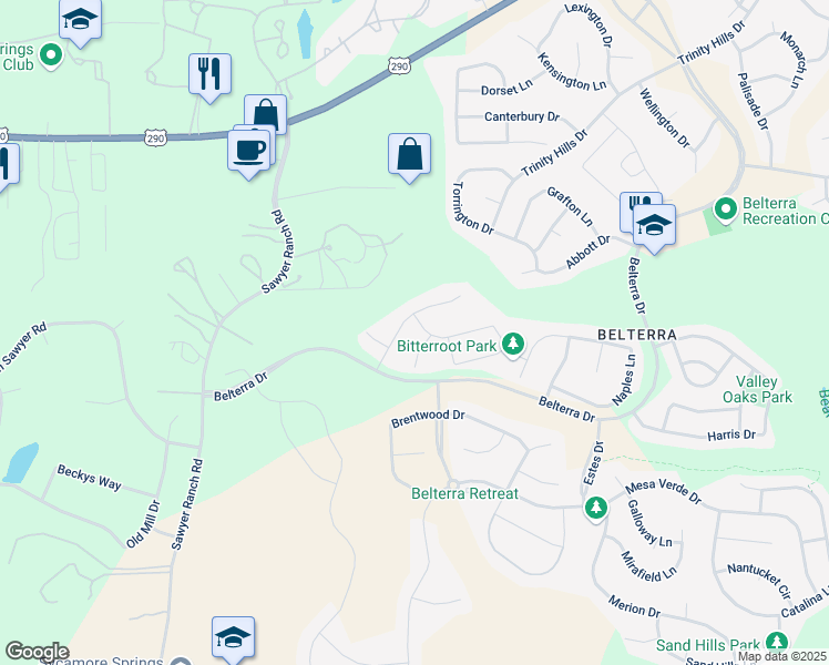 map of restaurants, bars, coffee shops, grocery stores, and more near 276 Seneca Drive in Austin
