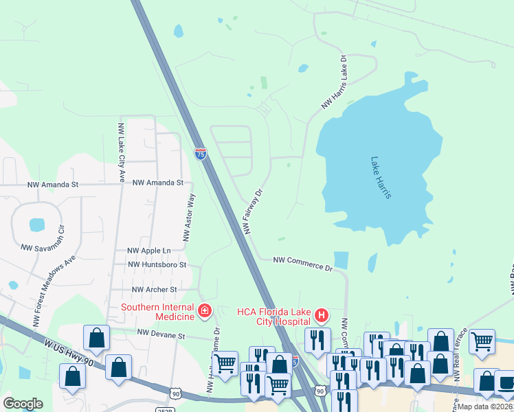 map of restaurants, bars, coffee shops, grocery stores, and more near 337 Northwest Fairway Drive in Lake City