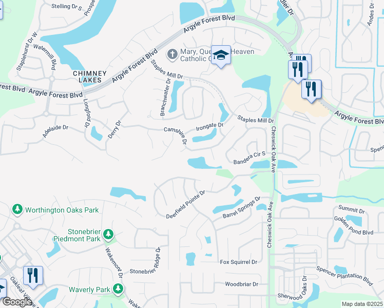 map of restaurants, bars, coffee shops, grocery stores, and more near 8509 Avebury Court in Jacksonville
