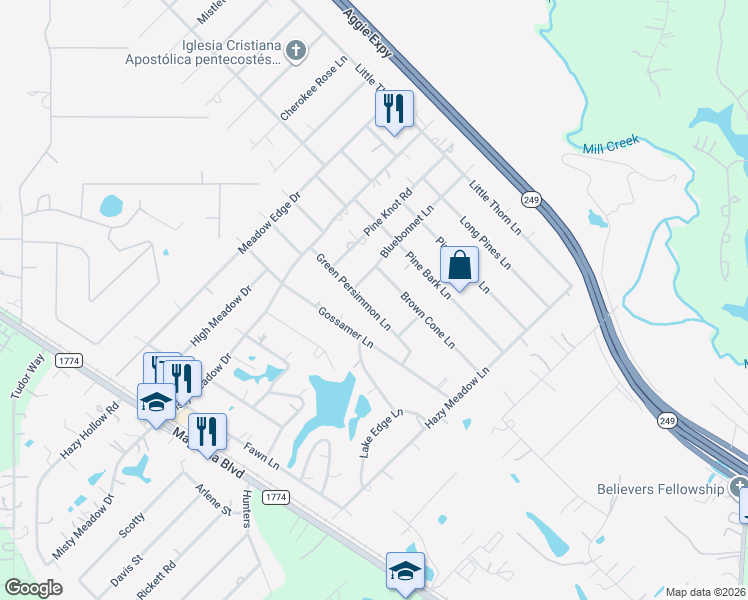 map of restaurants, bars, coffee shops, grocery stores, and more near 30910 Bluebonnet Lane in Magnolia