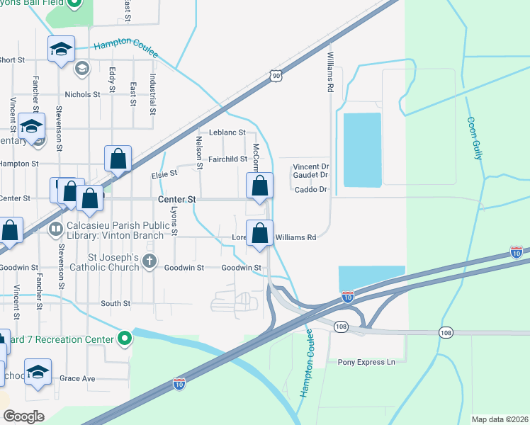 map of restaurants, bars, coffee shops, grocery stores, and more near 1313 Gum Cove Road in Vinton