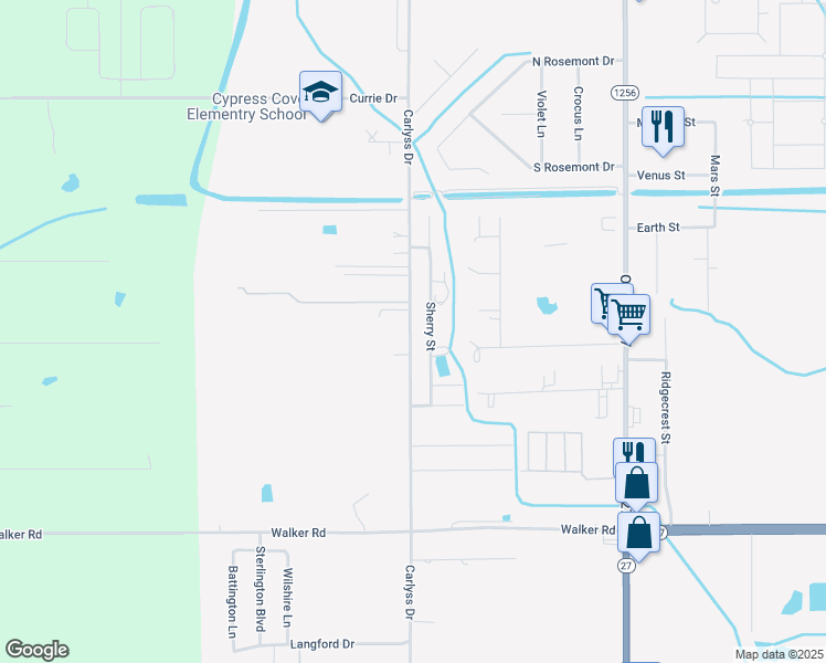 map of restaurants, bars, coffee shops, grocery stores, and more near 4102 Sherry Street in Sulphur