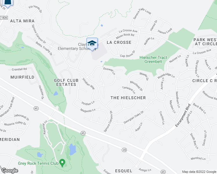 map of restaurants, bars, coffee shops, grocery stores, and more near 7104 Doswell Lane in Austin
