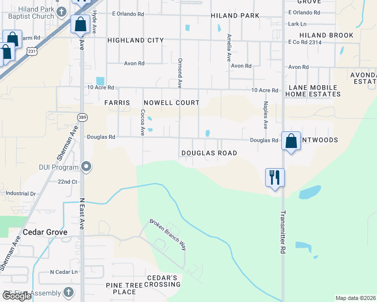 map of restaurants, bars, coffee shops, grocery stores, and more near South Dale Avenue in Panama City