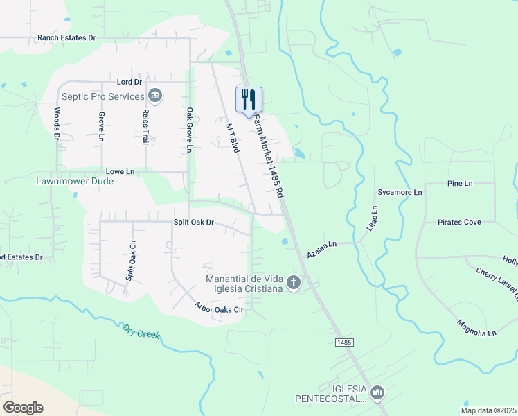 map of restaurants, bars, coffee shops, grocery stores, and more near 17735 M T Boulevard in New Caney