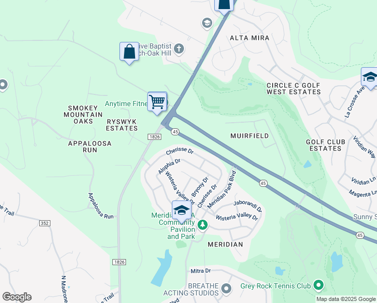 map of restaurants, bars, coffee shops, grocery stores, and more near 11588 Cherisse Drive in Austin