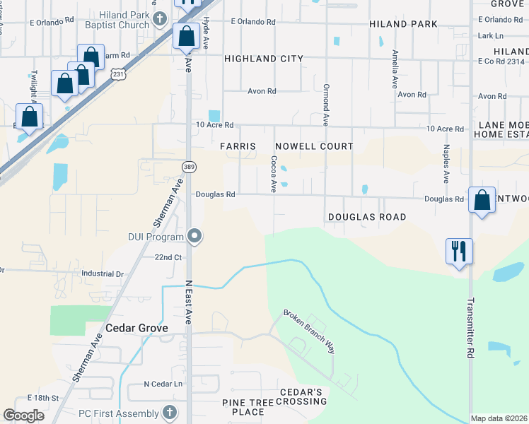 map of restaurants, bars, coffee shops, grocery stores, and more near 2317 Cocoa Avenue in Panama City
