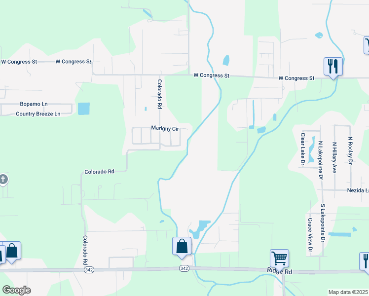map of restaurants, bars, coffee shops, grocery stores, and more near 512 Marigny Circle in Duson