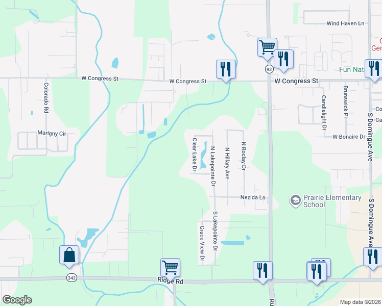 map of restaurants, bars, coffee shops, grocery stores, and more near 115 Clear Lake Drive in Lafayette