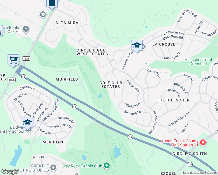 map of restaurants, bars, coffee shops, grocery stores, and more near 7508 Harlow Drive in Austin