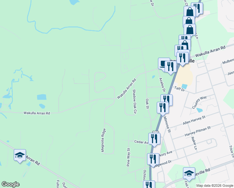 map of restaurants, bars, coffee shops, grocery stores, and more near 10 Savannah Forest Circle in Crawfordville