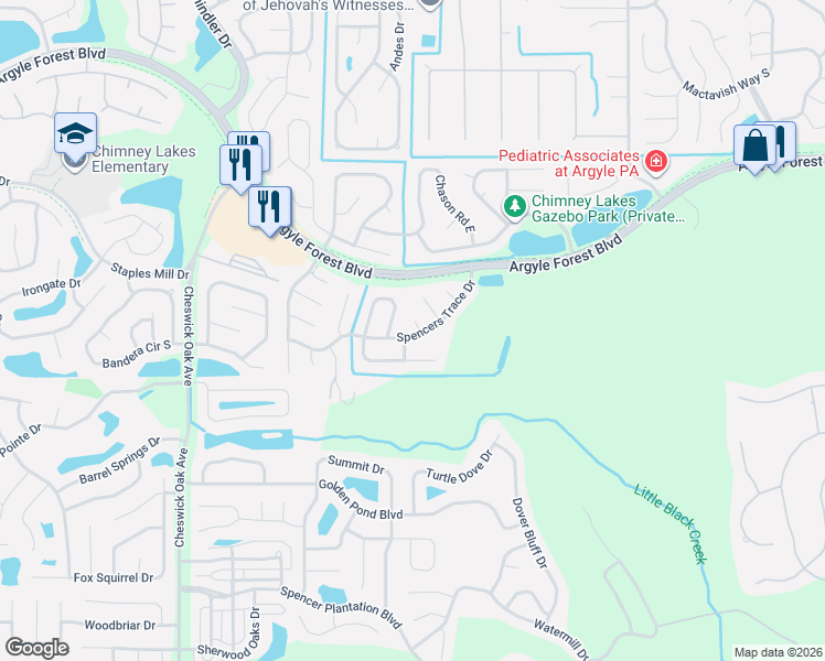 map of restaurants, bars, coffee shops, grocery stores, and more near 8250 Spencers Trace Drive in Jacksonville