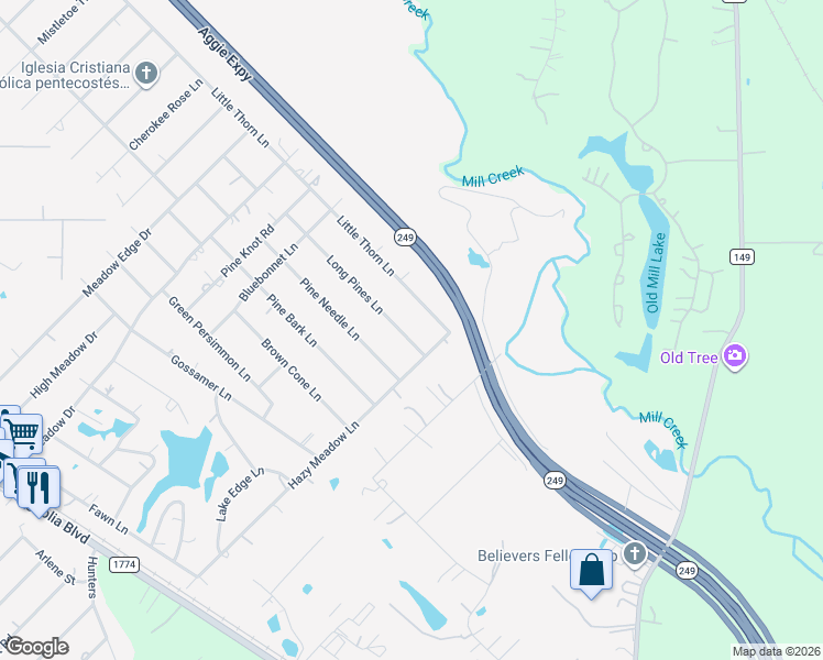 map of restaurants, bars, coffee shops, grocery stores, and more near 36818 Long Pines Lane in Magnolia