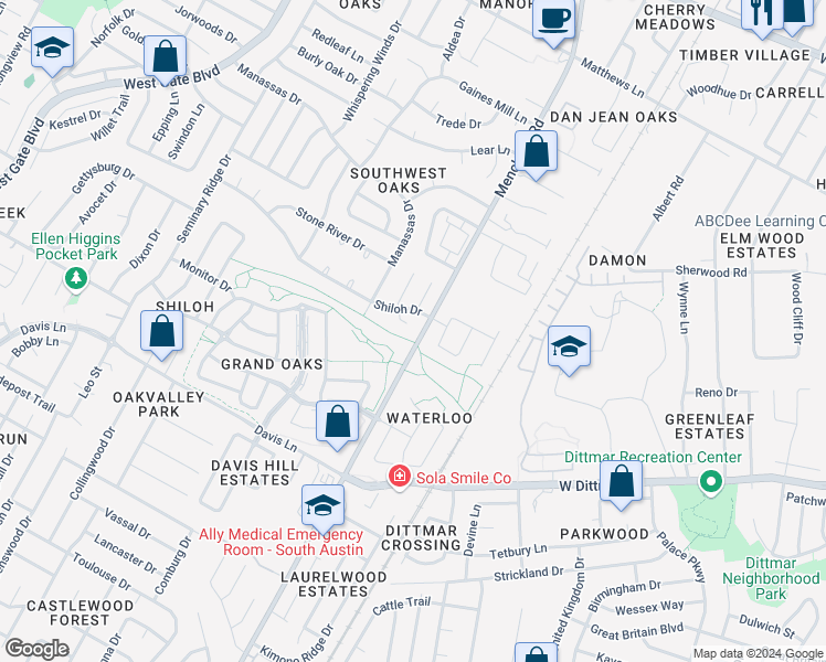 map of restaurants, bars, coffee shops, grocery stores, and more near 8208B Hood Circle in Austin
