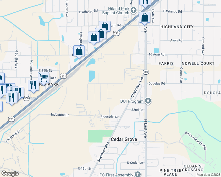map of restaurants, bars, coffee shops, grocery stores, and more near 2300-2398 Johnson Avenue in Panama City