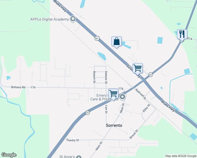 map of restaurants, bars, coffee shops, grocery stores, and more near 8321 Robert Street in Sorrento