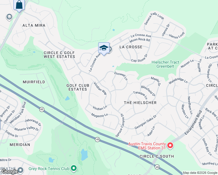 map of restaurants, bars, coffee shops, grocery stores, and more near 7005 Cusseta Cove in Austin