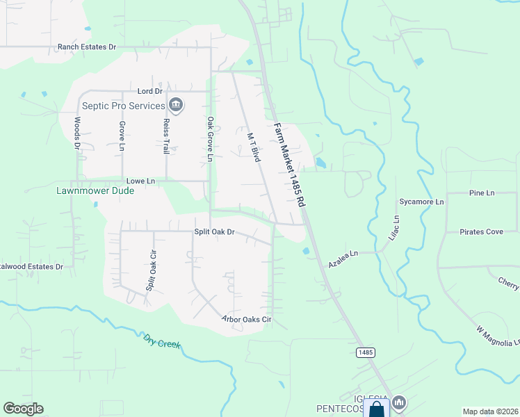map of restaurants, bars, coffee shops, grocery stores, and more near 20550 Dry Creek Road in New Caney
