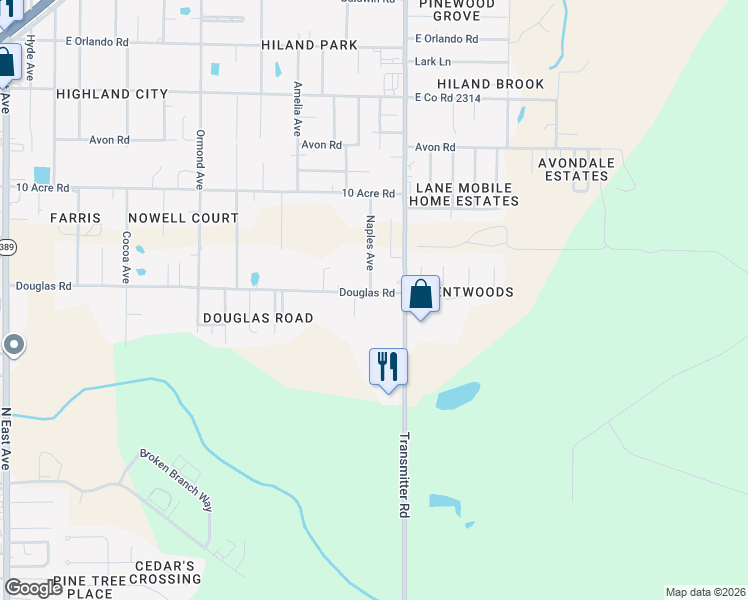 map of restaurants, bars, coffee shops, grocery stores, and more near 3404 Douglas Rd in Panama City