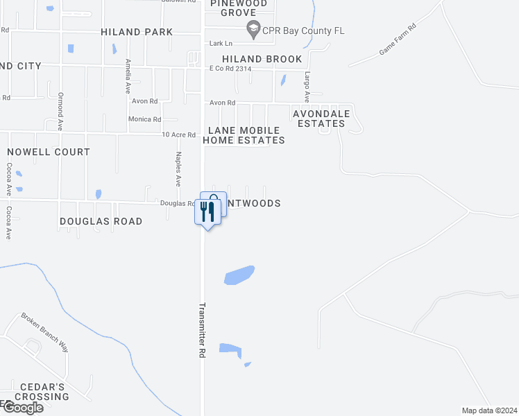 map of restaurants, bars, coffee shops, grocery stores, and more near 3534 Brentwood Place in Panama City