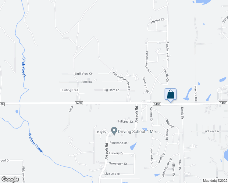 map of restaurants, bars, coffee shops, grocery stores, and more near 25241 Big Horn Lane in Magnolia