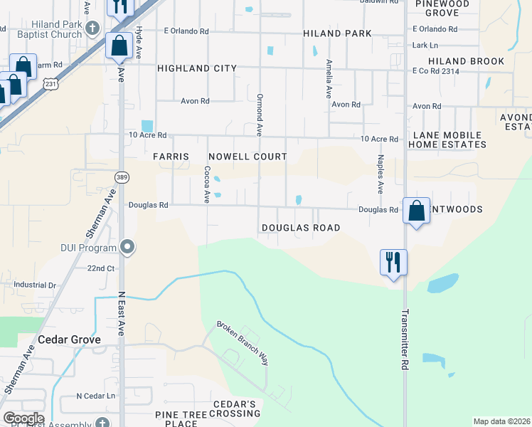 map of restaurants, bars, coffee shops, grocery stores, and more near S Dale Ave in Panama City