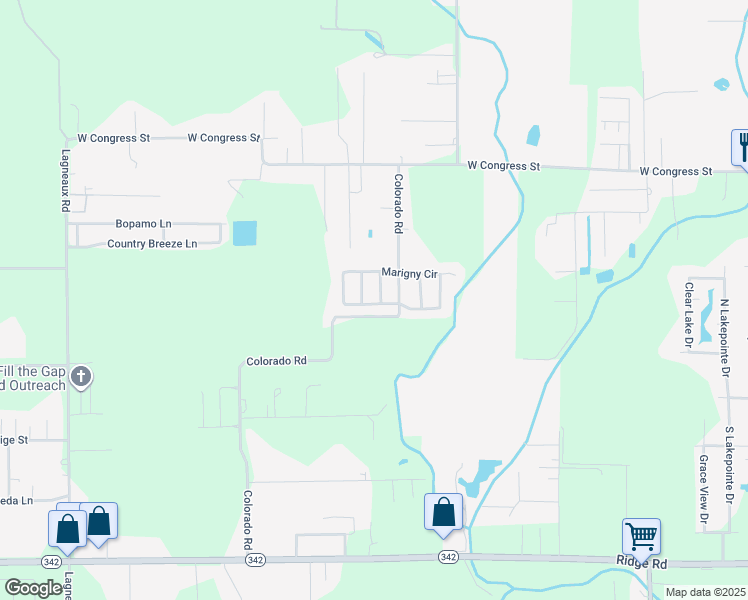 map of restaurants, bars, coffee shops, grocery stores, and more near 110 Meudon Street in Duson