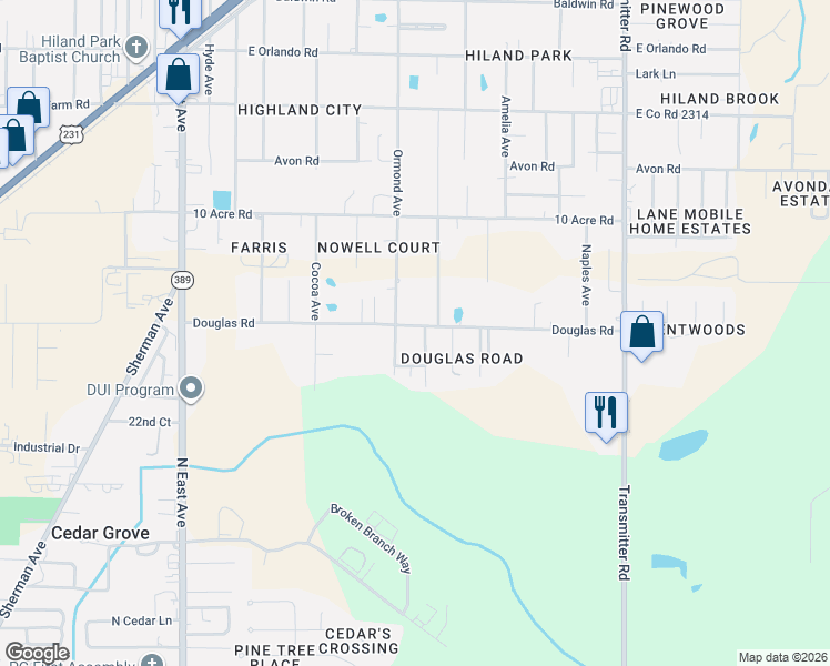 map of restaurants, bars, coffee shops, grocery stores, and more near S Dale Ave in Panama City