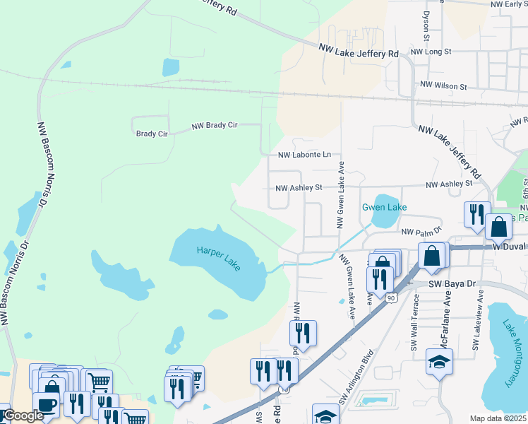 map of restaurants, bars, coffee shops, grocery stores, and more near 971 Northwest Highlands Loop in Lake City