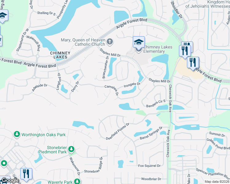 map of restaurants, bars, coffee shops, grocery stores, and more near 8509 Avebury Court in Jacksonville