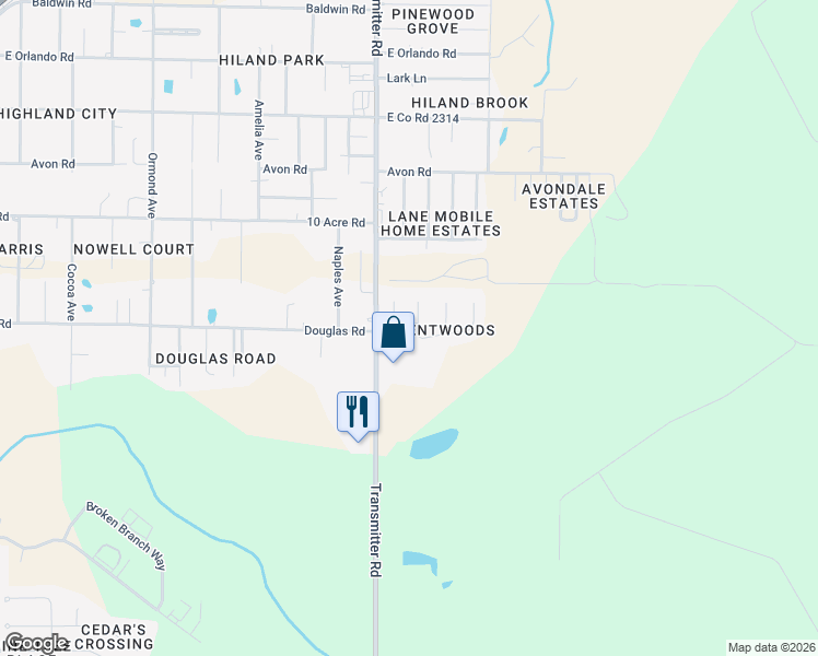 map of restaurants, bars, coffee shops, grocery stores, and more near 3506 Brentwood Place in Panama City