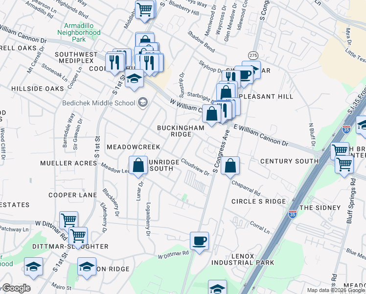 map of restaurants, bars, coffee shops, grocery stores, and more near 6902 Skynook Drive in Austin