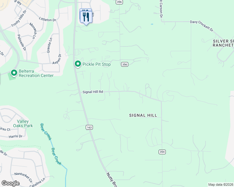 map of restaurants, bars, coffee shops, grocery stores, and more near 10107 Signal Hill Road in Austin