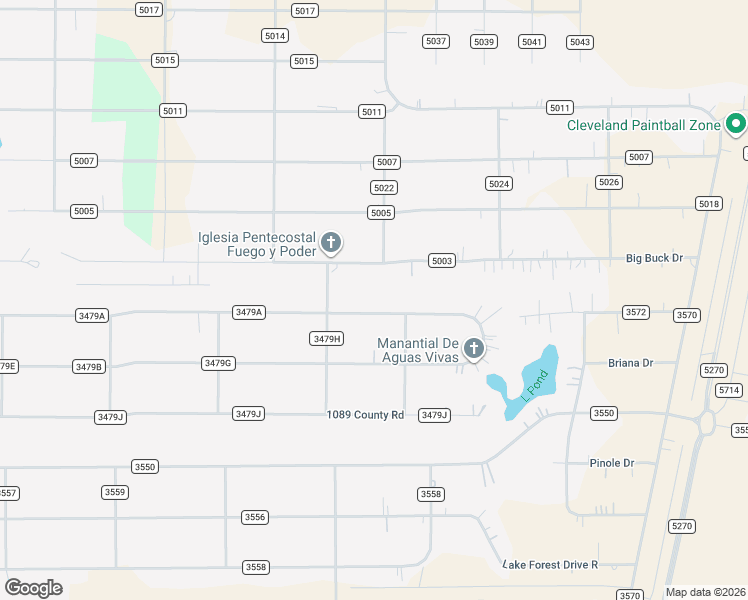 map of restaurants, bars, coffee shops, grocery stores, and more near 1611 County Road 3479A in Cleveland