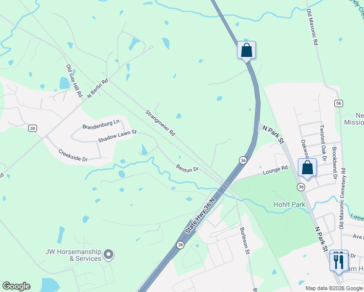 map of restaurants, bars, coffee shops, grocery stores, and more near 2041 Strangmeier Road in Brenham
