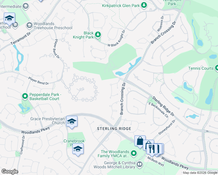 map of restaurants, bars, coffee shops, grocery stores, and more near 51 Rhapsody Bend Drive in Spring