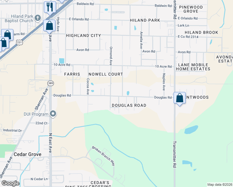 map of restaurants, bars, coffee shops, grocery stores, and more near 2430 Volusia Avenue in Panama City
