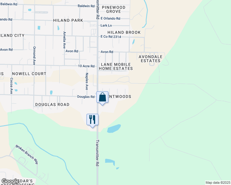 map of restaurants, bars, coffee shops, grocery stores, and more near 2407 Oaktree Court in Panama City