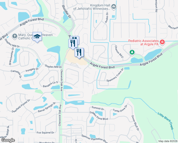 map of restaurants, bars, coffee shops, grocery stores, and more near 8463 Seton Court in Jacksonville