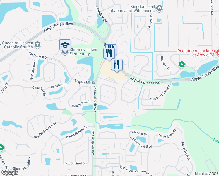 map of restaurants, bars, coffee shops, grocery stores, and more near 8648 Charlesgate Circle North in Jacksonville