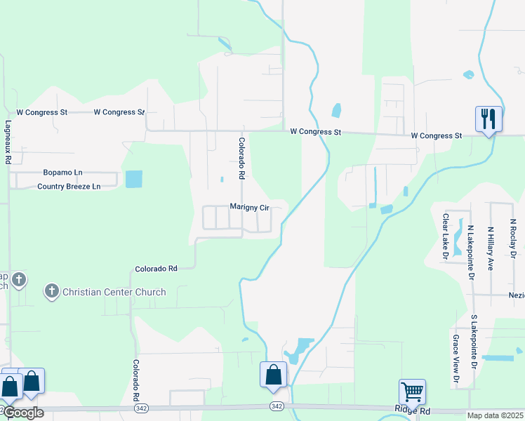 map of restaurants, bars, coffee shops, grocery stores, and more near 110 Marigny Circle in Duson