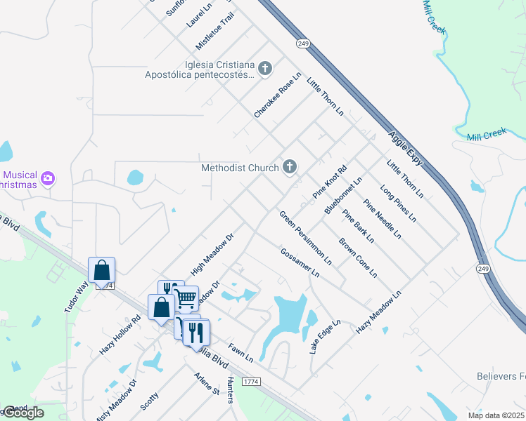 map of restaurants, bars, coffee shops, grocery stores, and more near 30819 Misty Meadow Drive in Magnolia