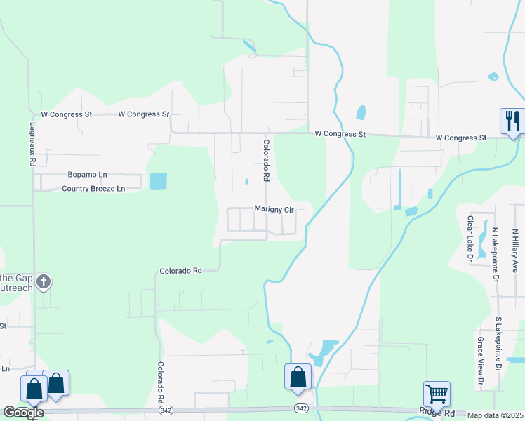 map of restaurants, bars, coffee shops, grocery stores, and more near 122 Marigny Circle in Duson