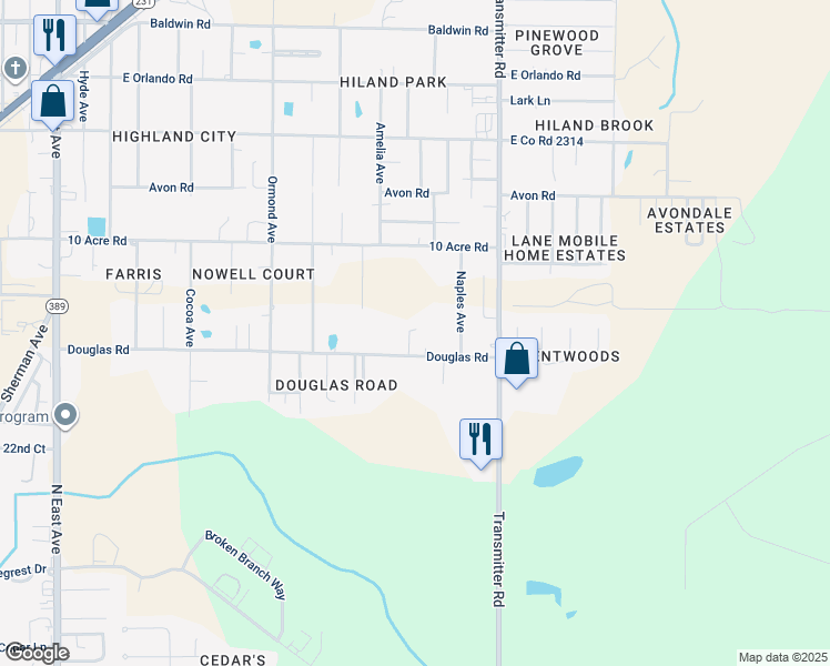 map of restaurants, bars, coffee shops, grocery stores, and more near 2408 Quiet Oaks Drive in Panama City