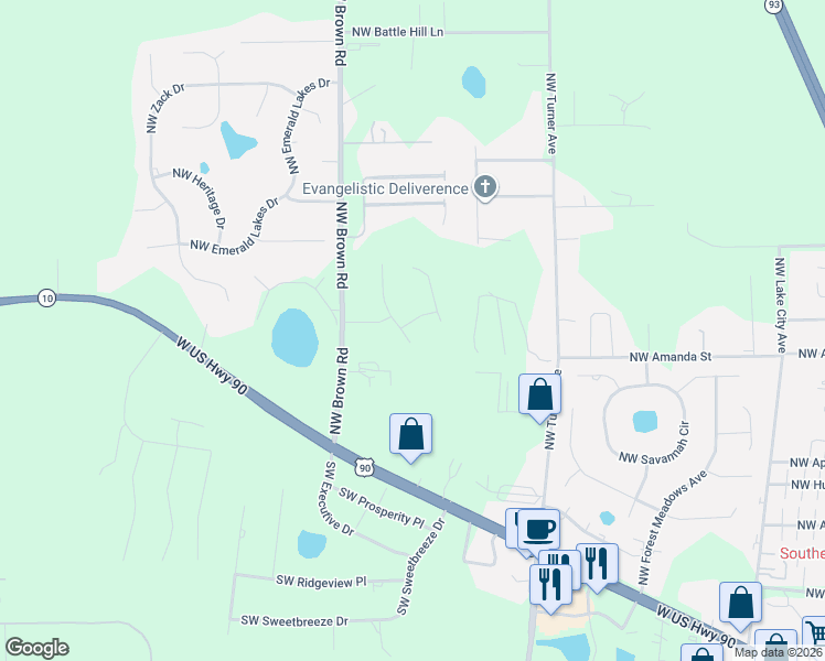 map of restaurants, bars, coffee shops, grocery stores, and more near 131 Northwest Katelyn Way in Lake City