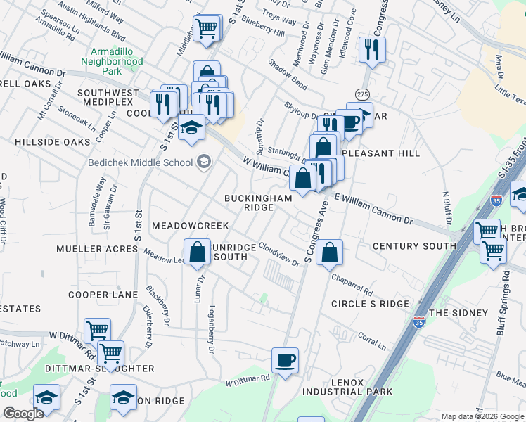 map of restaurants, bars, coffee shops, grocery stores, and more near 6902 Skynook Drive in Austin