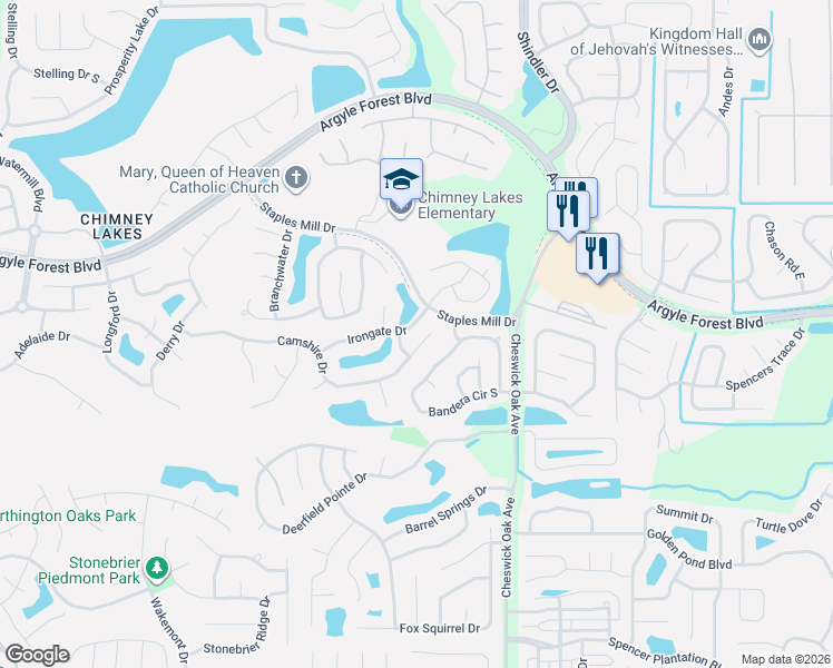 map of restaurants, bars, coffee shops, grocery stores, and more near 8467 Brambleton Road in Jacksonville